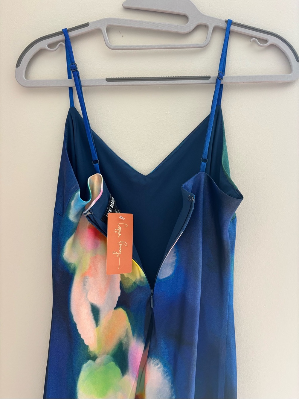 Steve Madden Navy Slip Maxi Dress with Multicolor Watercolor Floral - Picture 3 of 4